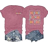 AMWIPE Be Kind Shirt for Women Teacher Kindness Positive Message Tshirt Dandelion Graphic Summer Tee Tops