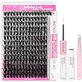 FADLASH Lash Extension Kit 100D Lash Clusters D Curl Lash Cluster Kit DIY Eyelash Extension Kit with Lash Bond and Seal Lash Applicator Tool 3D Effect fluffy Cluster Lashes(100D Kit, Mix 12-18mm)