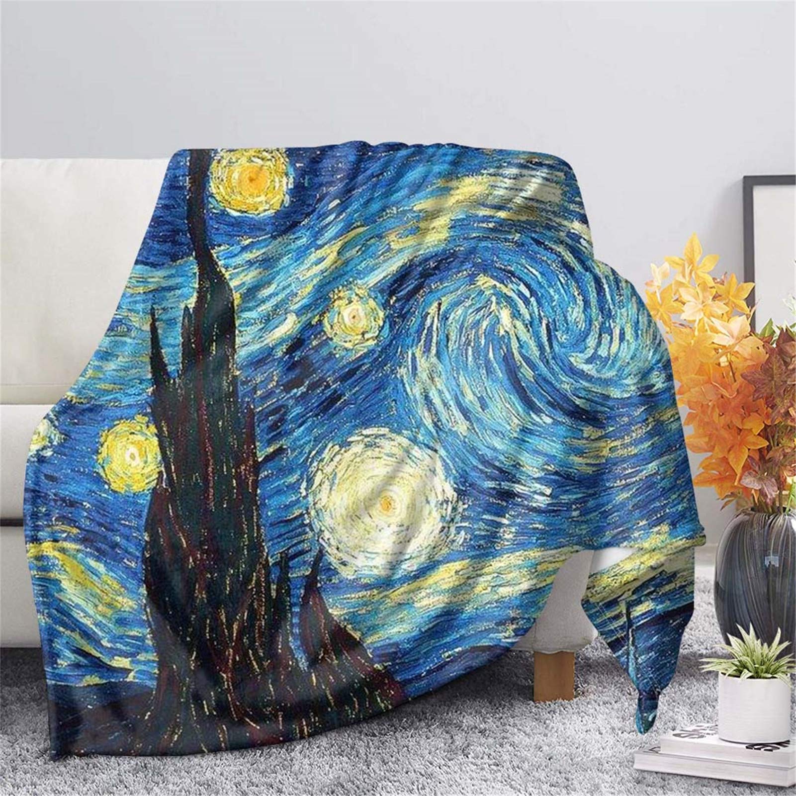 SEANATIVE Microfiber Blankets Super Soft Plush Fleece Throw Blanket with Starry Galaxy Painting Artist Design Sofa Cover Cozy Warm Blanket-3XL