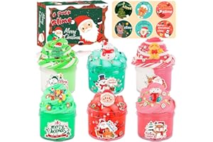 MERMAIDSLIME 6 Pack Christmas Slime Kit, with 2 Butter Slime and 2 Cloud Slime and 2 Jelly Cube Crunchy Slime, Soft & Stretchy, Birthday Gifts for Kids, Christmas Party Favors for Girls and Boys
