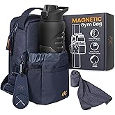 M2C® PREMIUM Magnetic Gym Bag – Holds Up to 12 lbs – Gym Pouch with Water Bottle, Cup & Wallet Pocket, Phone Storage, Key Clip, Adjustable Sling Strap – Ideal for Sports, Work & Travel