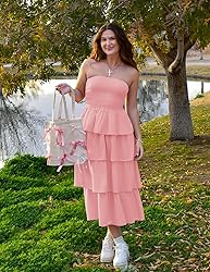 ZESICA Women‘s Summer Boho Strapless Maxi Dress