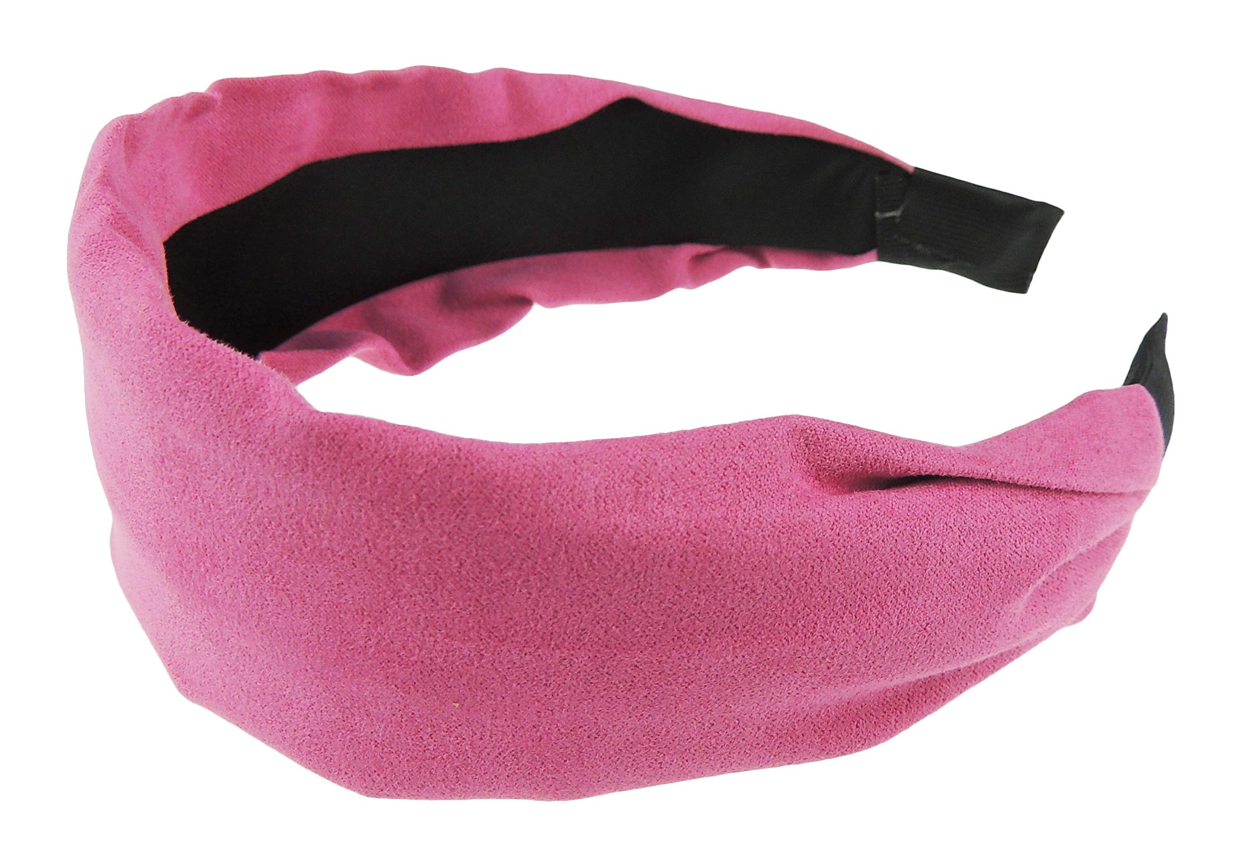 Womens Girls Autumn Winter Plain Work Everyday Wedding Birthday Christmas Bridal Party Fabric Creased Wide Suede Look Headband Hair Accessories Styling Wide 6cm Alice Band Head Hairband (Pink)