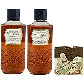 Bath & Body Works Men's Collection Whiskey Toast - 2 Pack of 3-In-1 Hair, Face and Body Wash with a Cabin Spice Bar Soap