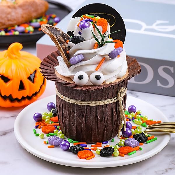 HALLOWEEN SPRINKLES, CANDY EYES PUMPKIN SPIDER SPRINKLES, 130G/4.6OZ SPRINKLE MIX FOR CAKE DECORATING, COOKIE DECORATIONS, CUPCAKE TOPPER, CHOCOLATE DESSERTS, ICE CREAM TOPPING