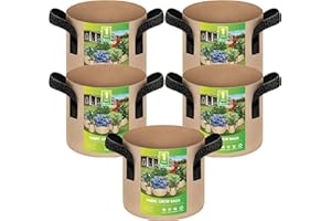 YSSOA 5-Pack 1 Gallon Grow Bags Heavy Duty Thickened Nonwoven Aeration Fabric Pots with Handles, Cloth Pots for Plants, Vegetable, Flower, Tomato Potato