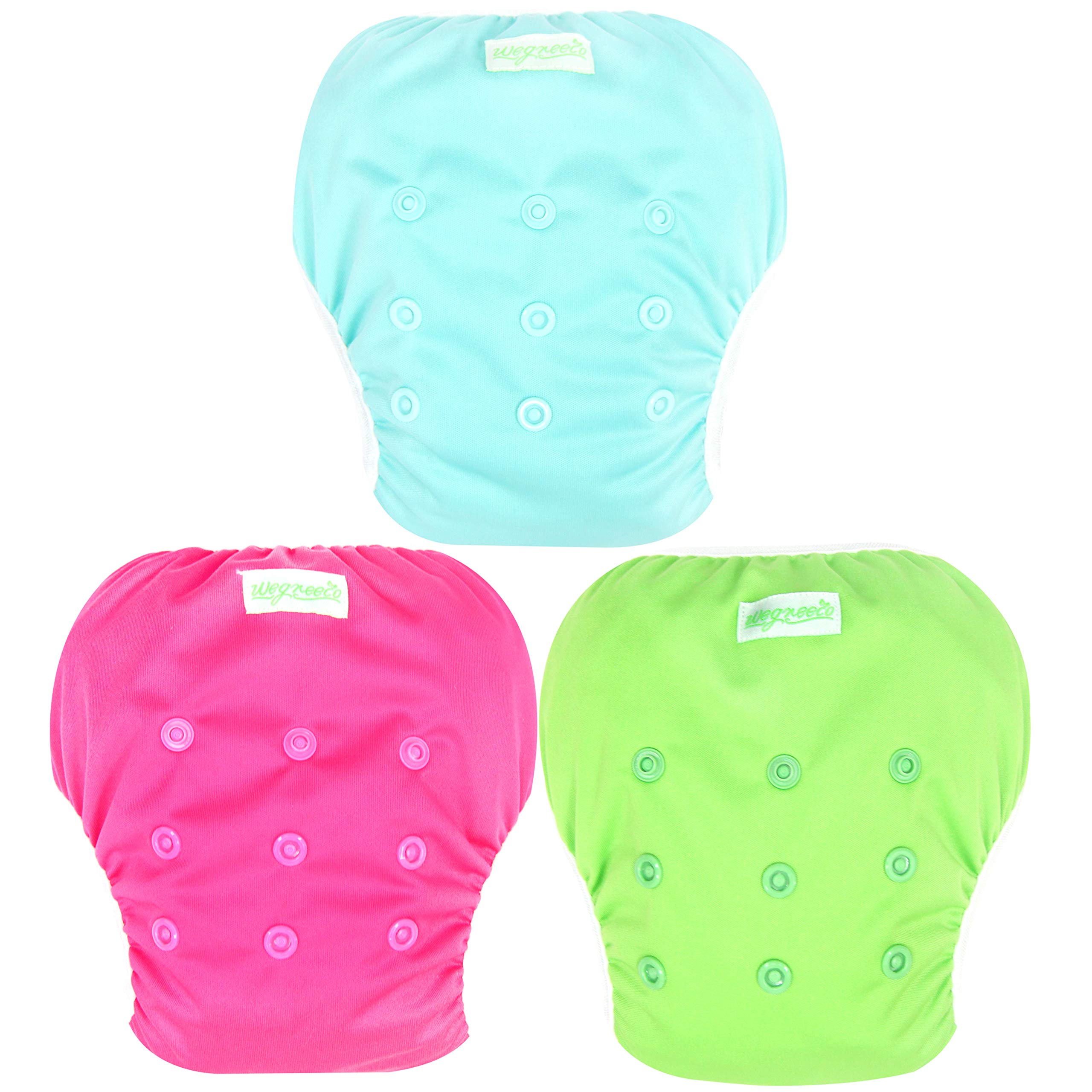 Photo 1 of wegreeco Baby & Toddler Snap One Size Adjustable Reusable Baby Swim Diaper (Fresh, Large, 3 Pack)