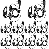 10 Pairs Walkie Talkie Earpiece with Mic 2 Pin Two Way Radio Ear Piece Microphone Earbud Bulk Single Wire Earhook Headset Compatible with Baofeng UV-5R BF-888S Arcshell Retevis H-777 RT21 RT22