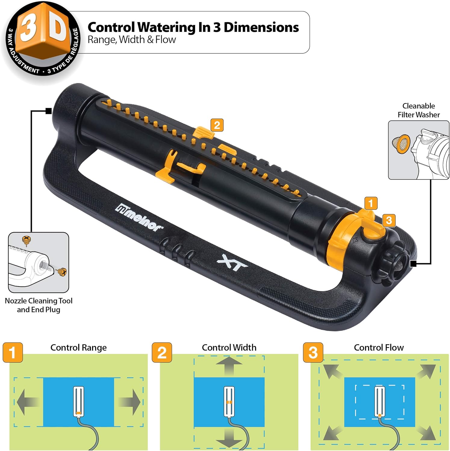 Melnor 65078-AMZ XT Turbo Oscillating Sprinkler with 3-Way Adjustment and QuickConnect Product Adapter Set,  Bundle : Garden & Outdoor