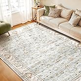WITSHOCK 8x10 Area Rugs for Living Room: Machine Washable Non Slip Vintage Carpet - Low Pile Lightweight Print Rug for Bedroo