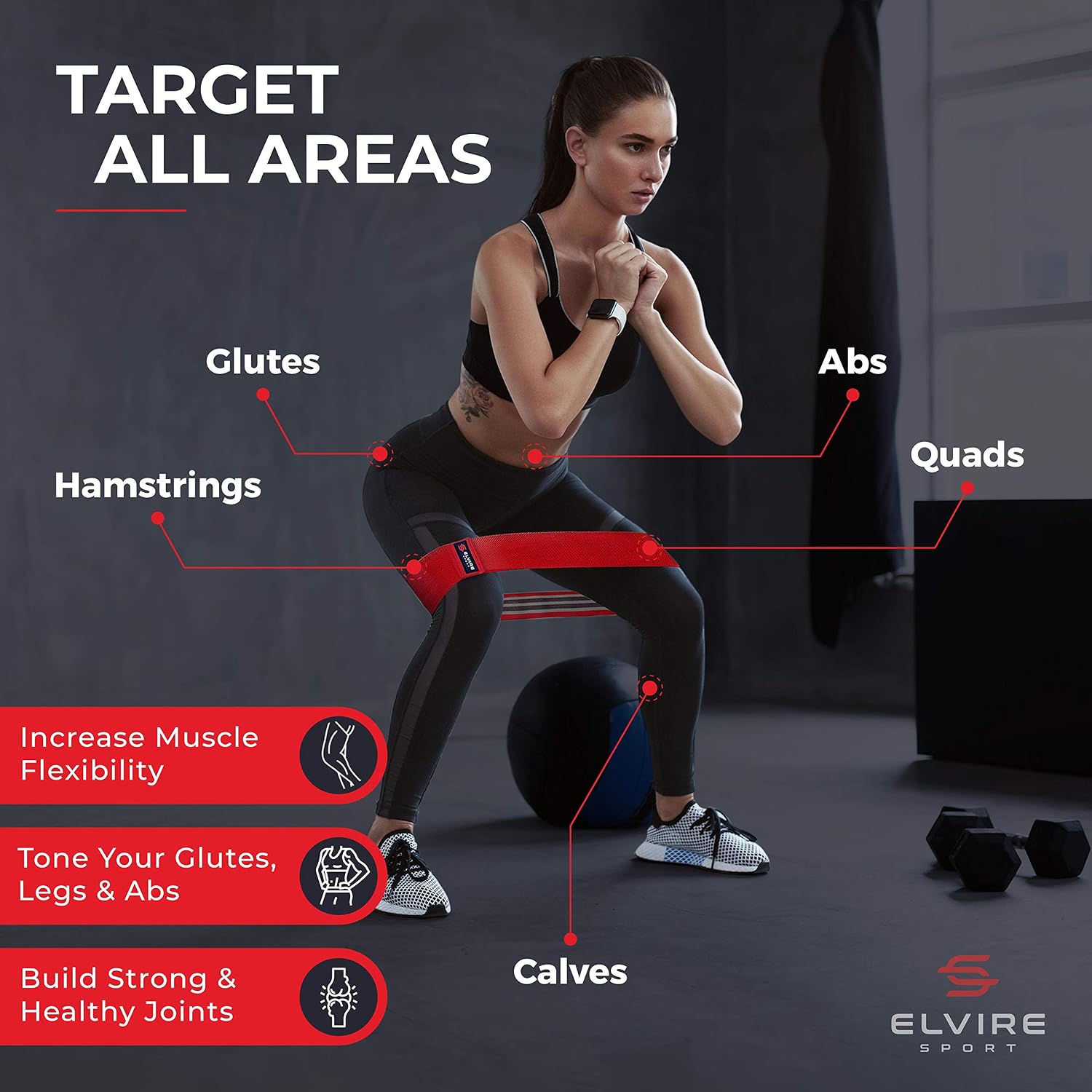 Elvire Fabric Resistance Bands for Working Out Set of 3, Booty Exercise Band for Women Workout Loops, Legs, Glutes, Squat - Image 4