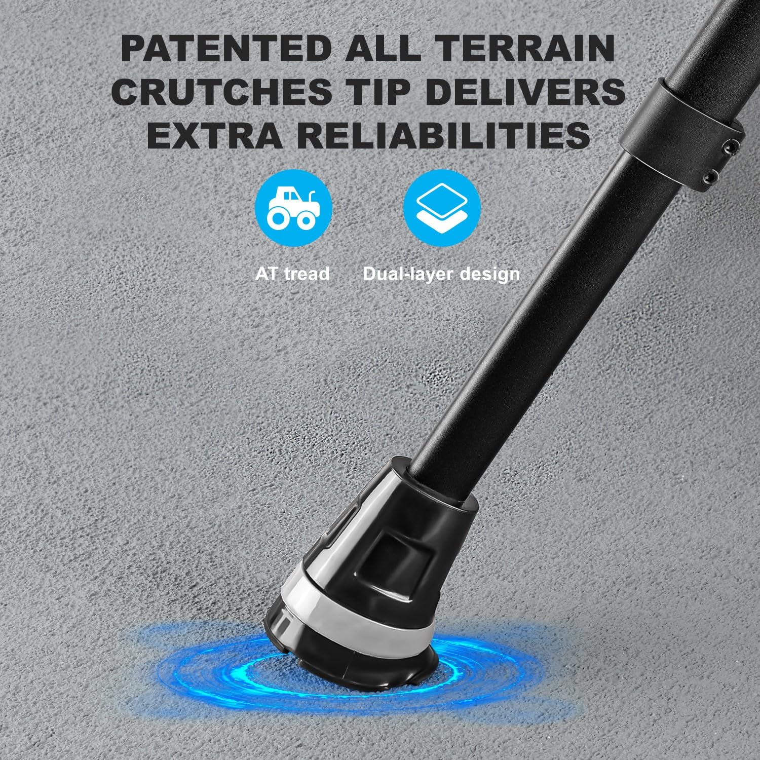 Forearm Crutches for Adults, Fashionable Elbow Crutches with Ergonomic Handgrips - Stepless Adjustable Height - All Terrain Tip & Slip-Resistant Base - Magnetic Grip