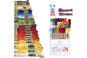 DMC Home Decor Embroidery Floss Set, Cotton Thread Kit Assortmant Pack Bundle with Hand Embroidery Needle Size 3/9 and Thread