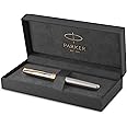 PARKER Sonnet Rollerball Pen, Stainless Steel with Gold Trim, Fine Point Black Ink (1931506)