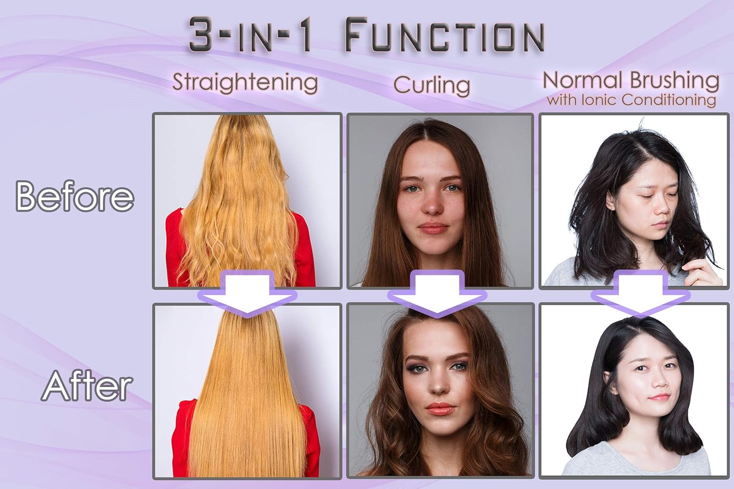 Heated Styling/Curling Iron Brush | 3-in-1 Ceramic 1 inch Ionic Hair Curler/Straightener | Anti-Scald Nylon Bristles | Free Travel Pouch | Anti-Frizz Electric Curl Wand for All Hair Types: Health & Personal Care