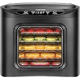 Chefman 6 Tray BPA Free with Adjustable Digital Timer and Temperature Control Touch Screen for Drying Beef Jerky, Fruit, Vegetables, Herbs, Flowers and Meat or Fish (Black)
