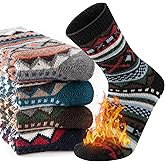 COOVAN Wool Socks Mens Warm Winter Thermal Thick Knit Cozy Soft Crew Boot Socks for Cold Weather (5 Pairs)
