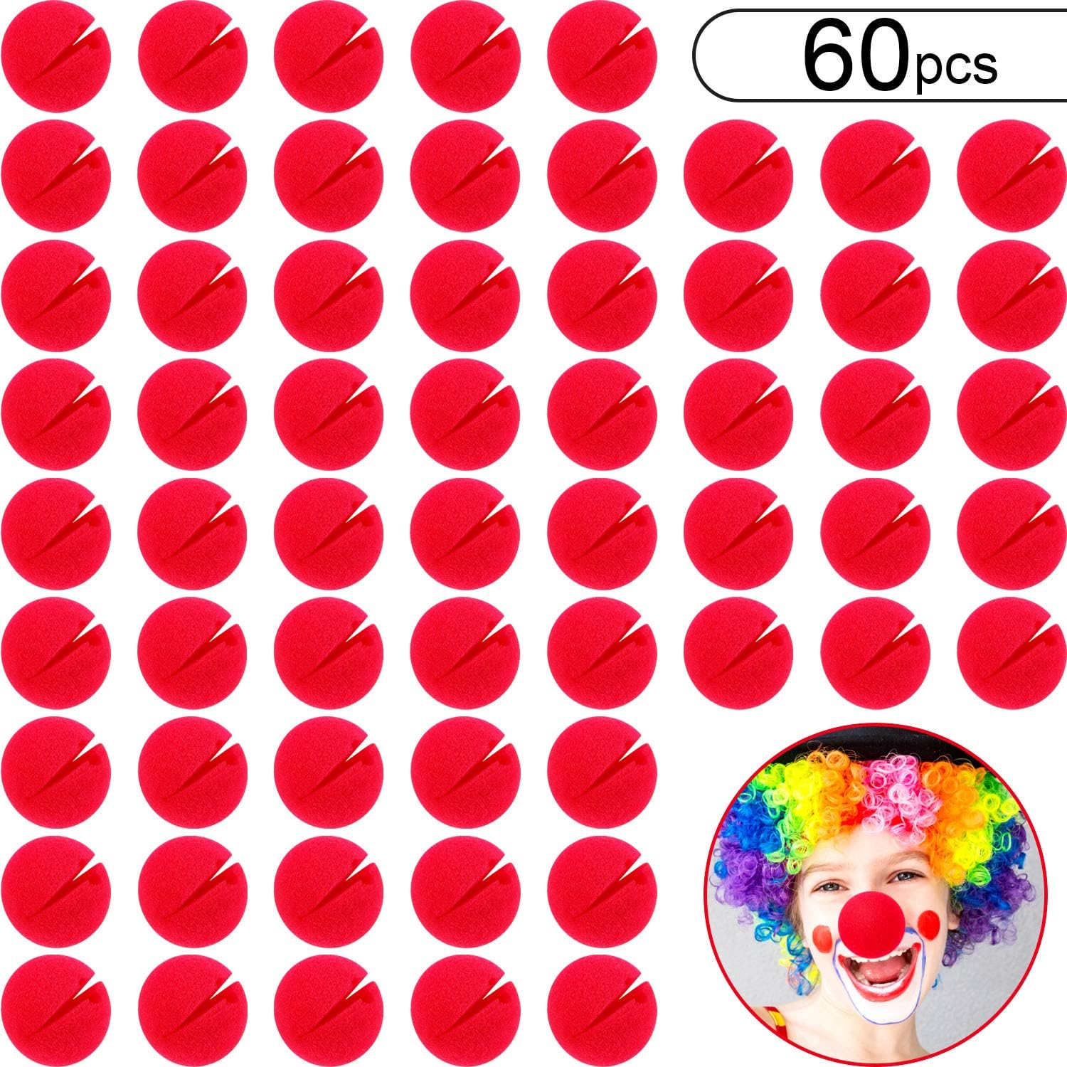 60 Pieces Red Clown Noses Cosplay Noses Foam Circus Noses for Halloween Christmas Carnival Costume Party Dress Up