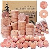 Cedar Blocks for Clothes Storage 150 Pcs, 100% Natural Aromatic Cedar Accessories for Closets & Drawers (150Pack-90 Rings & 6