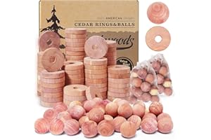 Cedar Blocks for Clothes Storage 150 Pcs, 100% Natural Aromatic Cedar Accessories for Closets & Drawers (150Pack-90 Rings & 6