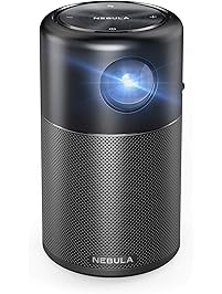 Nebula Capsule Smart Mini Projector, by Anker, Portable 100 ANSI lm High-Contrast Pocket Cinema with Wi-Fi, DLP, 360&deg; Speaker, 100" Picture, Android 7.1, 4-Hour Video Playtime, and App