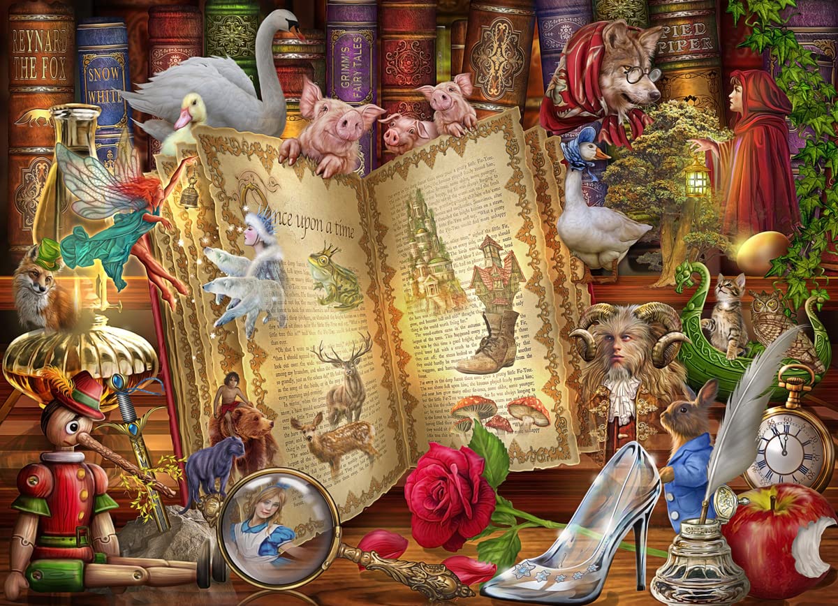 Vermont Christmas Company Story Time Jigsaw Puzzle - 1000 Piece Puzzle with Fully Interlocking & Randomly Shaped Pieces - Fairytale Jigsaw Puzzles 1000 Pieces for Adults (26 5/8
