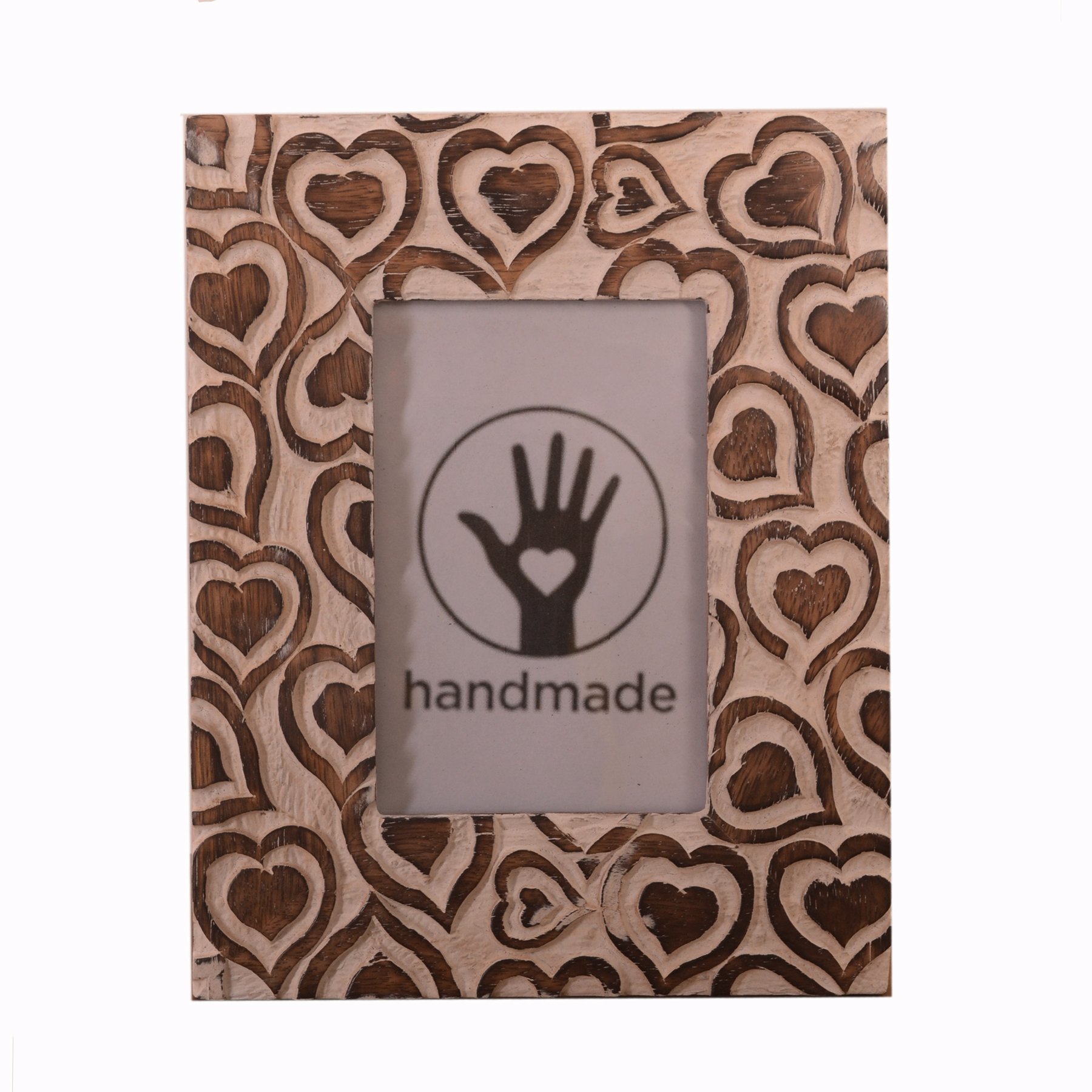 Purpledip Wooden Photo Frame 'Bouquet Of Hearts' - Memorable Gift For Loved Ones (11012)