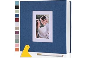 SEMFALBUUMS Photo Album Self Adhesive Pages Scrapbook Large Magnetic Photo Albums with Sticky Pages Scrapbooks for Wedding Baby for 4x6 5x7 8x10 Picture Photo Books 11x10.6 Blue 40 Pages