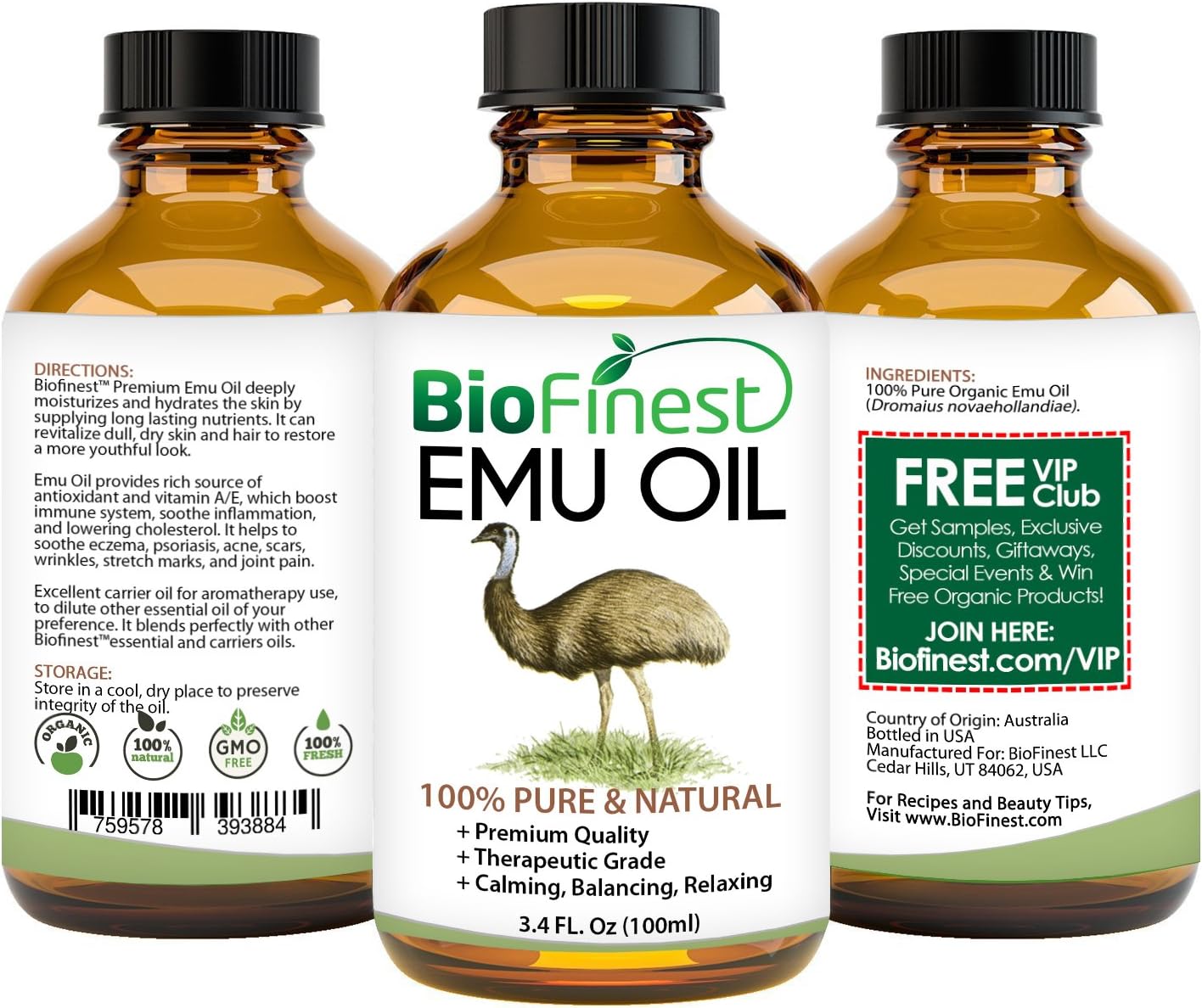 Amazon Biofinest エミューオイル Emu Oil ボディ スキン アイ フェイス ネイルのオールインワン 100ml Biofinest エッセンシャルオイル