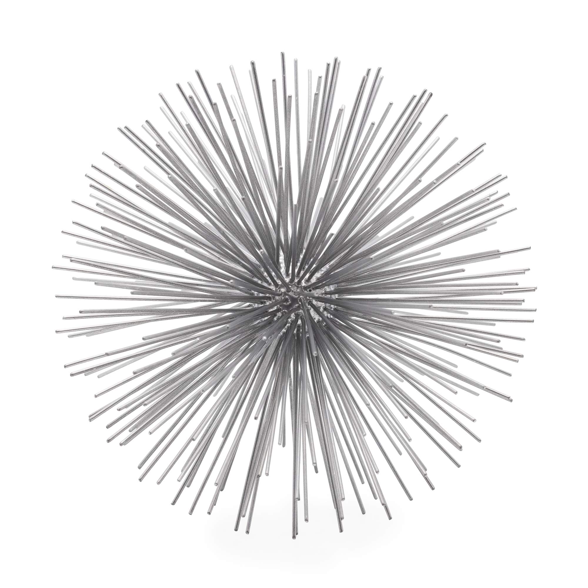 Torre & Tagus Sphere Metal 3D Starburst Table Geometric Tabletop Shelf Accents-Mid Century Modern Urchin Sculpture Home Decorative Object, Steel, Silver, L