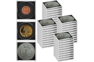 ALCYON 40 Pieces Silver Dollar Coin Snap Holder, 2 x 2 Inch Coin Capsule Coin Collection Supplies with Adjustable Gasket, 5 Size (20/25/30/35/40 mm) Coin Case Container for Collectors (Black, 40 pcs)