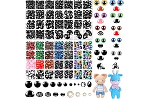MAIOUSU STORE 1600PCS Safety Eyes and Noses for Amigurumi, Stuffed Crochet Eyes with Washers 5-27mm Plastic Crochet Safety Eyes Black Safety Eyes for Crochet Stuffed Animal Eyes for Craft Teddy Bear