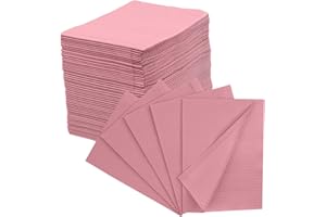 OMNIA ONE CORPORATION 100PCs Dental Bib Sheet for Patients 13" x 18" by Omnia ONE | Dental Grade Scudo 7.2g Soft & Waterproof 3Ply Dental Bibs | Dentist Tray Pink Cover and Nail Table Cover Supplies