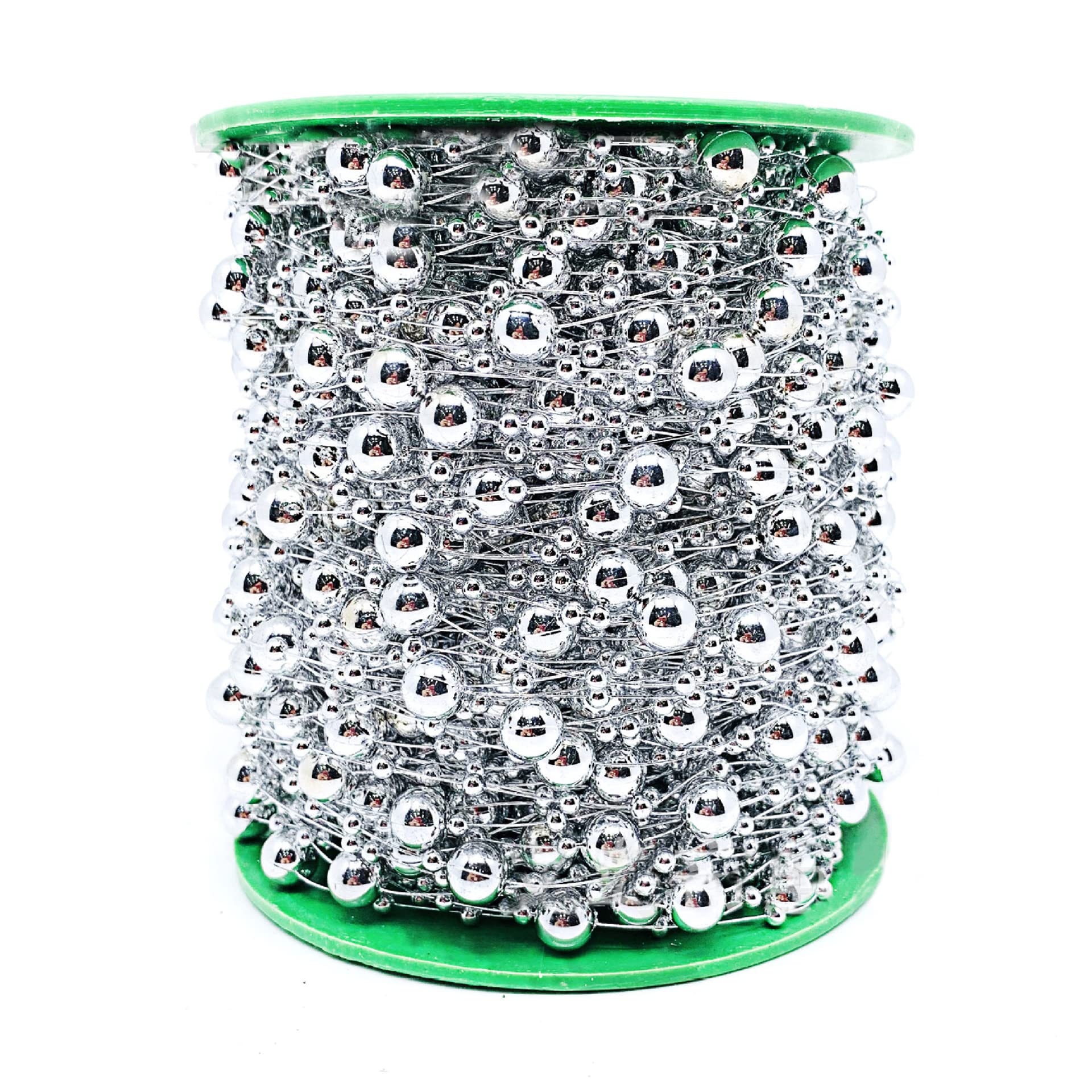 30 m Pearl Garland Pearl Ribbon Pearl Cord Gift Ribbon Beads Decorative Ribbon for DIY Crafts Party Table Decoration Wedding Bridal Hair Accessories Earrings Necklace Bouquet Christmas Tree Silver