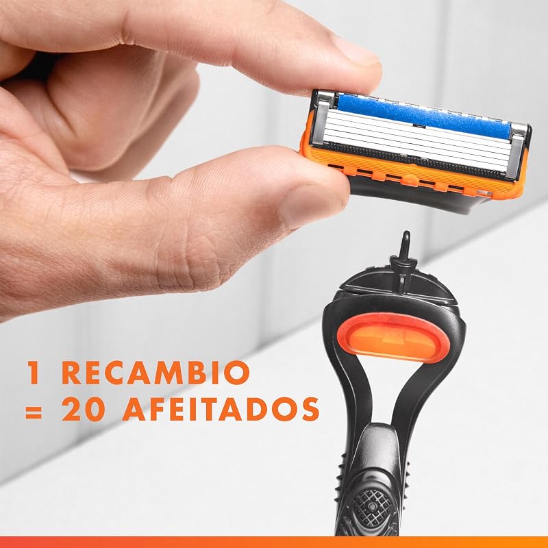 Navalha masculina Fusion 5 UEFA Champions League, Edição Especial Masculina, 1 Cabo + 5 Recargas, com Faixa Lubrificante para Um Barbear Apertado