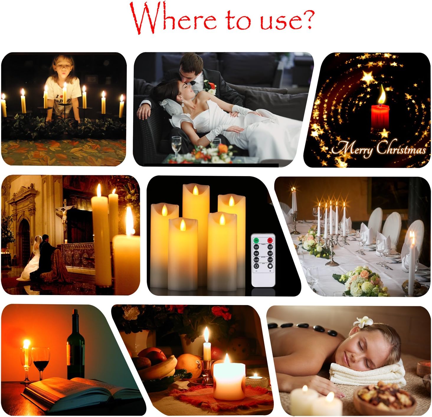 Da by Flameless Candles,Battery Candles,Flickering Candles with Remote.for Seasonal and Festival Celebration’s Led Candles Pack of 5 (H 4" 5" 6"7"8" ) Ivory Real Paraffin Led Candles.: Home & Kitchen