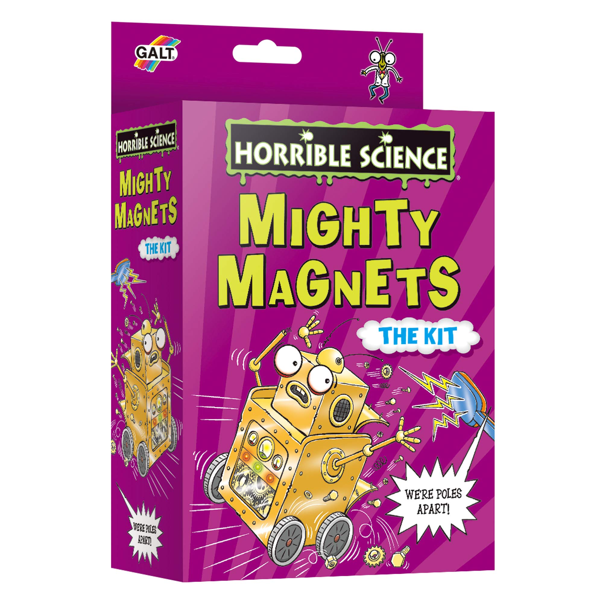 Galt Mighty Magnets Kit -Horrible Science Kids Magnets and Science Kit for Kids-Hands-on Physics Experiments -Build a Rolling Robot and Perform Levitation Tricks - For Girls and Boys Ages 6 Years Plus