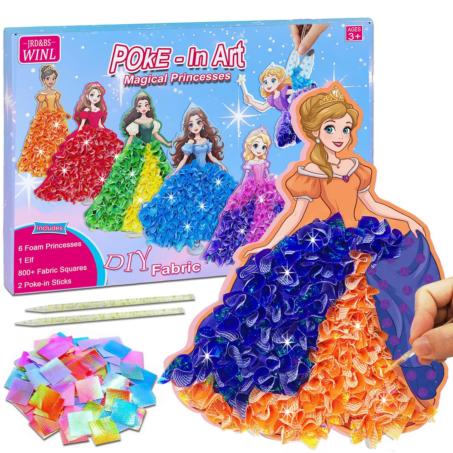 JRD&BS WINL Poke in Art Kit for Kids Toys for Age 3-12 Year Old 3D Creative Princesses for Girls Birthday Gifts for 3 4 5 6 7 8 9…… Year Old Boy DIY Craft Supplies Art Kit Craft Supplies (Princesses)