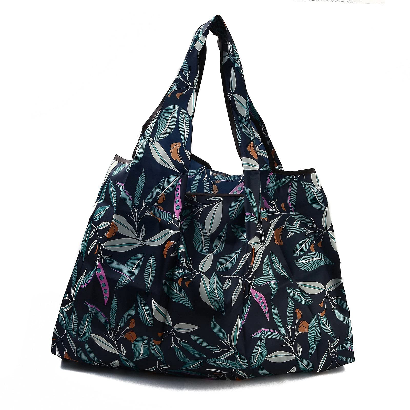 BEEFLYING 3 Pcs Foldable Shopping Bags Nylon Reusable Waterproof Tote Bag Foldaway Shopping Bags for Shopping Travel Outdoor Camping (52.5×60×0.15cm)