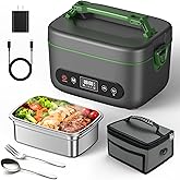 KPPTYUNM Cordless Electric Lunch Box for Adults:20000mAh Rechargeable Heated Lunch Box with Self Heating & 1.2L Portable Food Warmer for Work Travel Car(Gray-Green)