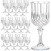 HTTBEIZI 7OZ Plastic Wine Glasses, Disposable Goblets Drinking Glasses Crystal Vintage Water Cups Unbreakable Champagne for Valentine’s Day, Wedding, Parties (24, Clear)