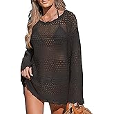 CUPSHE Women's Swimsuit Cover Up Crochet Bathing Suit Mesh Swimwear Knit Pullover Beach Dress
