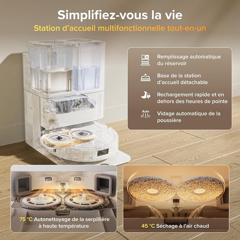 Qrevo S Pro Set Robot Aspirateur Laveur, Anti-enchevêtrements
