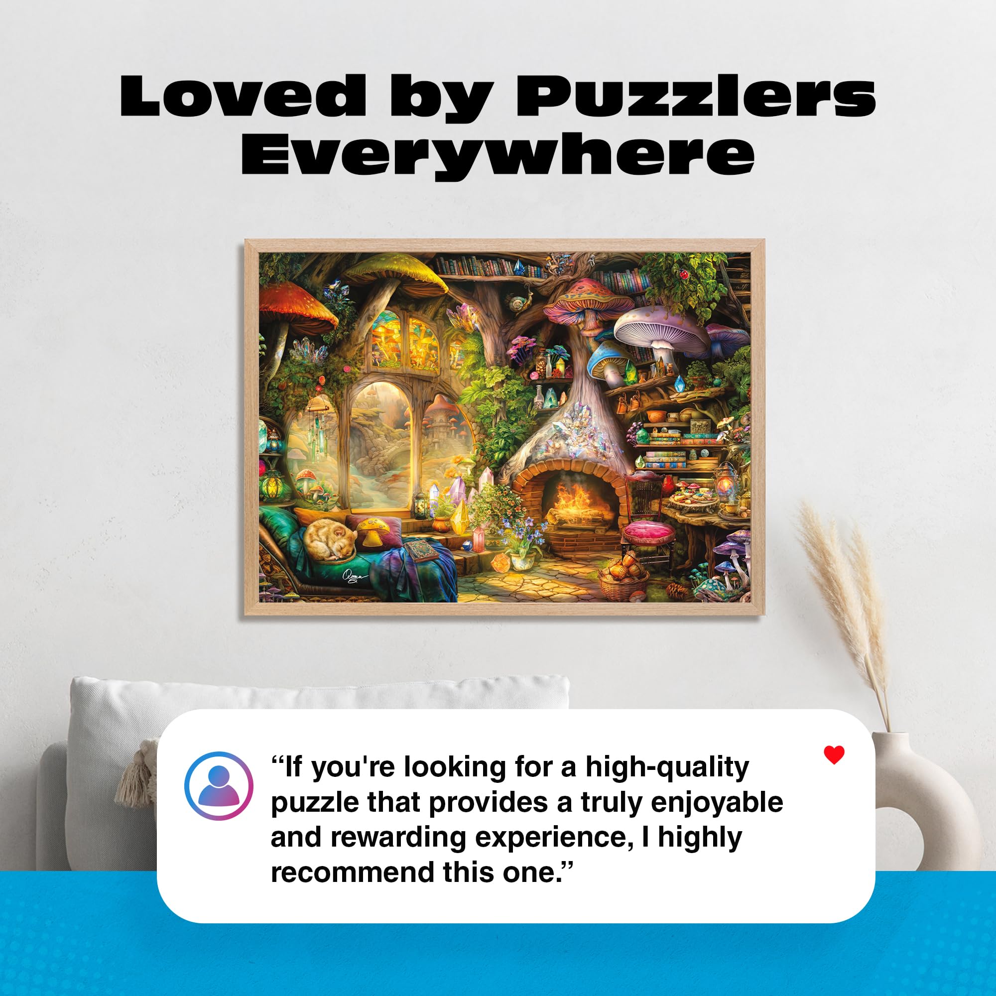 Buffalo Games Jigsaw Puzzles for Adults 1000 Pieces - Aimee Stewart - Merry Mushroom Cottage - Hard Adult Puzzle with Reference Poster, Fun, Unique & Challenging for All Abilities, Large 26.75 x 19.75