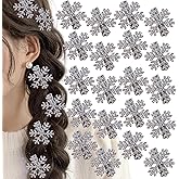 20 Pcs Sparkly Rhinestone Snowflake Hair Clips for Women,Silver Decorative Winter Xmas Hair Pins Hair Barrettes, Cute Hair Clips Christmas Hair Accessories (1.18 inch)