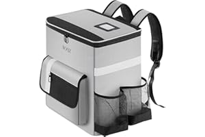 BOQZ Thermal Food Delivery Backpack w/Cup Holders Insulated Pizza Delivery Bag Mesh Pocket and Receipt Window Waterproof Cooler Bag for Outdoors,Doordash, Uber, Postmates, Instacart (grey)