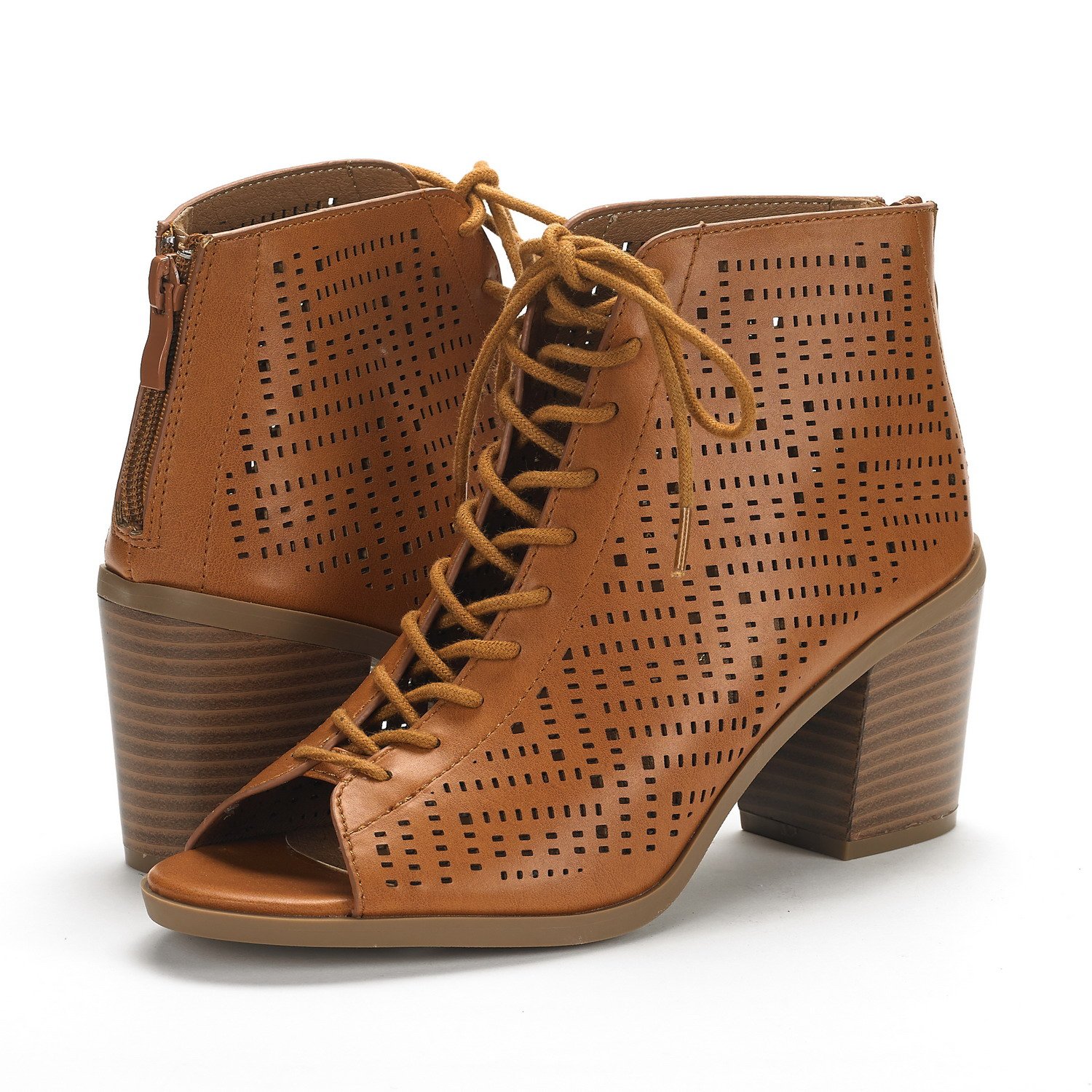 DREAM PAIRS Women's Egypt Tan Pu Mid Heel Ankle Bootie Shoes - 8.5 M US - Image 3