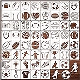 Sport Stencils for Painting on Wood Burning Patterns Football Stencils Volleyball Stencil Soccer Ball Paint Template on Art Craft Canvas Wall Fabric Rock (60pcs Sport)