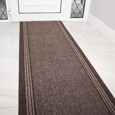 The Rug House Brown Rubber Backed Hallway Runner 2'2" Wide Custom Length