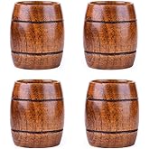 Barrel Shape Wooden Tea Cups 51-100ML Top-Grade Natural Solid Wood Tea Cup Wine Mug for drinking Tea Milk Coffee Wine Beer Hot Drinks, Pack of 4